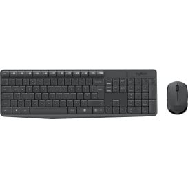 Zestaw bezprzewodowy klawiatura i mysz Logitech MK235 DE 920-007905 - Układ niemiecki, Czarny