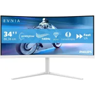 Monitor Philips 34M2C5501A/00, 34", 3440x1440 (UWQHD), 180Hz, 21:9, zakrzywiony, VA, FreeSync, HDR, 1 ms, Biały | Sklep ITnes.pl