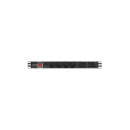 Listwa zasilająca Rack PDU Lanberg PDU-04E04I-0200-IEC-BK - 1U, 4 gniazda "francuskie", 4 gniazda IEC C13, przewód 2m