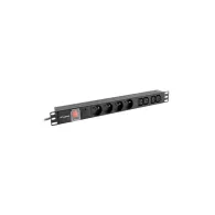 Listwa zasilająca Rack PDU Lanberg PDU-04E04I-0200-IEC-BK - 1U, 4 gniazda "francuskie", 4 gniazda IEC C13, przewód 2m