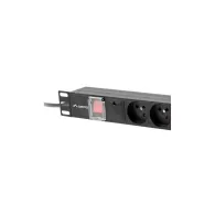 Listwa zasilająca Rack PDU Lanberg PDU-04E04I-0200-IEC-BK - 1U, 4 gniazda "francuskie", 4 gniazda IEC C13, przewód 2m