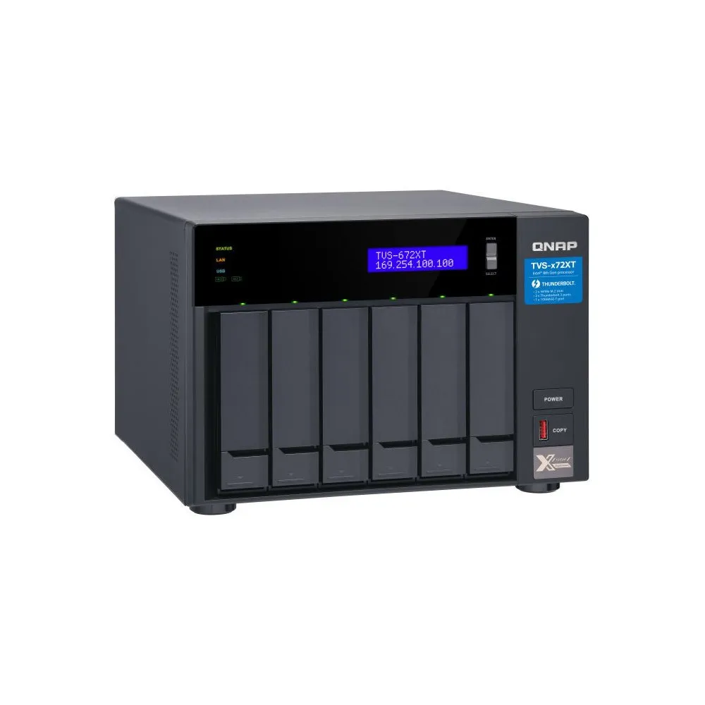 Zdjęcie produktu Serwer NAS QNAP Tower TVS-672XT-I5-K0T - Tower/Intel Core i5-8400T/64 GB RAM/60 TB/6 wnęk/hot-swap