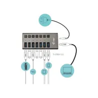 Hub i-tec 7x USB-A 3.0 - 7 portów, Szary - U3CHARGEHUB7 | Sklep ITnes.pl - IT for BUSINESS