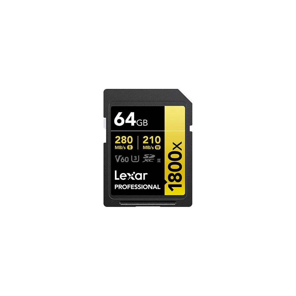 Karta pamięci Lexar SDXC 64 GB Professional 1800x LSD1800064G-BNNNG - UHS-II, 280MB|s|210MB|s, C10, V60, U3