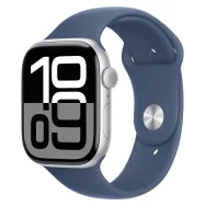 Smartwatch Apple Watch 10 MWY13ET/A - 46 mm, GPS + Cellular, srebrne aluminium z paskiem sportowym w kolorze denim, M|L