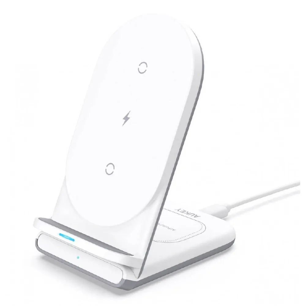 Ładowarka indukcyjna AUKEY 2w1 Qi 10W USB-C LC-A2 WHITE - Biała