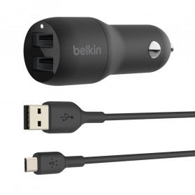 Ładowarka samochodowa Belkin Dual 24W + USB-A / Micro-USB Cable CCE002BT1MBK - 1m, Czarna