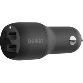 Ładowarka samochodowa Belkin Dual 24W + USB-C Cable CCE001BT1MBK - 1m, Czarna