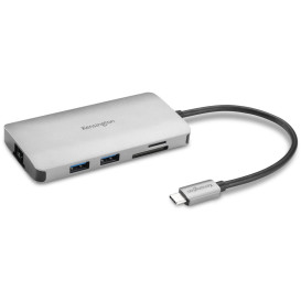 Replikator portów USB Kensington 8-in-1 USB-C Mobile Hub K33820WW - Kolor srebrny, Czarny