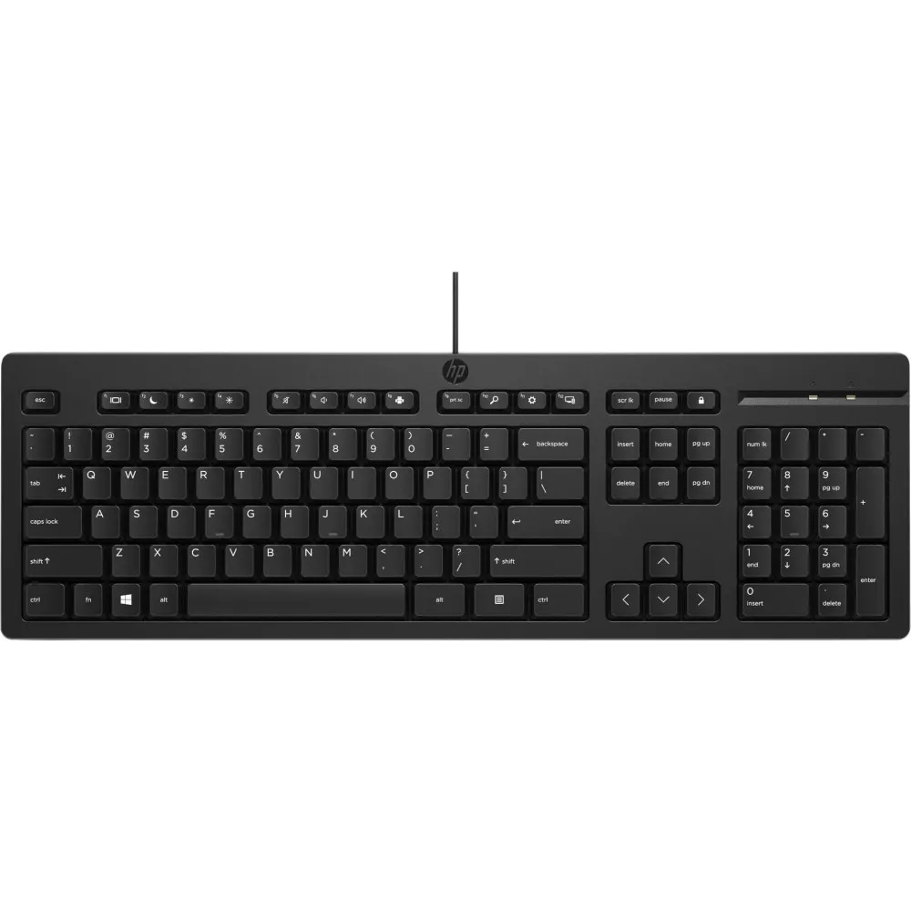 Klawiatura HP 125 Wired Keyboard 266C9A6 - Opakowanie zbiorcze 12 sztuk, Czarna