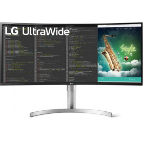 Monitor LG 35WN75C-W - 35", 3440x1440 (UWQHD), 21:9, zakrzywiony, VA, 5 ms, USB-C, Biało-czarno-srebrny - zdjęcie 7