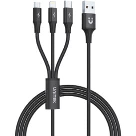 Kabel Unitek USB 3-in-1 microUSB / Lightning / USB-C C14049BK - 1,2 m, Czarny