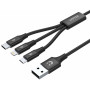 Kabel Unitek USB 3-in-1 microUSB ,  Lightning ,  USB-C C14049BK - zdjęcie poglądowe 1