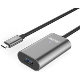 Kabel wzmacniacz sygnału Unitek Premium USB-C 3.1 / USB-A M/F U304A - 5 m, Czarny, Kolor srebrny, ALU