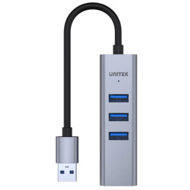 Replikator portów Unitek USB-A 3.1 5 Gbps 3xUSB + RJ45 H1906A - 3 porty, Kolor srebrny