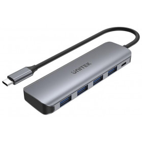 Hub aktywny Unitek USB-C 4x USB 3.1 Gen 1 microUSB H1107A - 4 porty, Kolor srebrny - zdjęcie 1
