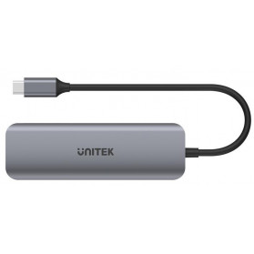 Replikator portów Unitek USB-C 3 x USB 3.1 Gen1 PD 100W SD microSD H1107C - 3 porty, Kolor srebrny, Czarny, Aluminium - zdjęcie 2