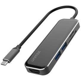 Hub Unitek USB-C 2 x USB 3.1 z SD Reader Hdmi D1036A - 2 porty, Kolor grafitowy, Aluminium