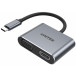 Adapter Unitek USB-C / HDMI VGA USB-A i PD 100W D1049A - Kolor srebrny, Aluminium