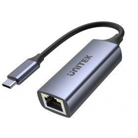 Adapter Unitek USB-C ,  RJ45 1Gbit LAN PD 100W U1323A - Czarny, Kolor Srebrny - zdjęcie 2