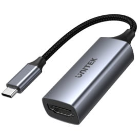 Adapter Unitek USB-C/HDMI V1412A - 15 cm, Aluminium, Kolor srebrny, Czarny