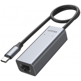 Adapter Unitek USB-C ,  RJ45 2.5 Gbit Ethernet U1313A - 30 cm, Kolor srebrny, Czarny, Aluminium - zdjęcie 2