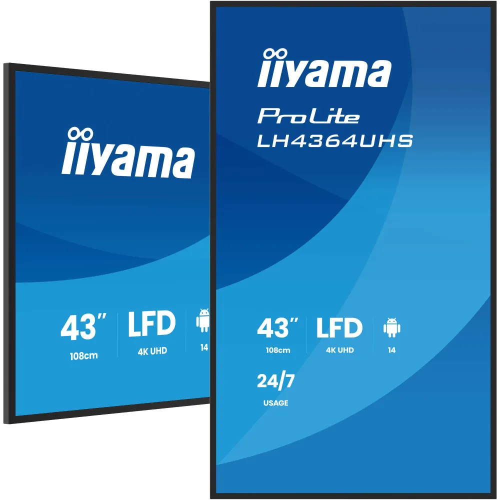 Monitor iiyama ProLite LH4364UHS-B1AG - 42,5"/3840x2160 (4K)/VA/6,5 ms/USB-C/Czarny