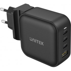 Ładowarka sieciowa Unitek GaN 3x USB-C 1x USB-A QC 3.0 PD 100W P1112ABK - 4 porty, Czarna