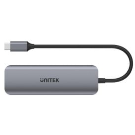 Stacja dokująca Unitek Hub USB-C 3xUSB 3.1 Gen1 PD 100W HHDMI 4K H1107E - 3 porty, Kolor srebrny, Czarna, Aluminium