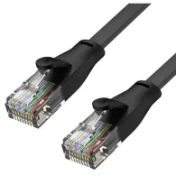 Patchcord Unitek C18113GBK -  Cat.6, długość 30 cm, płaski, czarny