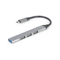 HUB Gembird USB-C do 4x USB UHB-CM-U3P1U2P3-02 - 1x USB 3.0, 3x USB 2.0, Srebrny