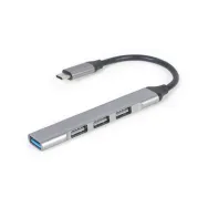 HUB Gembird USB-C do 4x USB UHB-CM-U3P1U2P3-02 - 1x USB 3.0, 3x USB 2.0, Srebrny