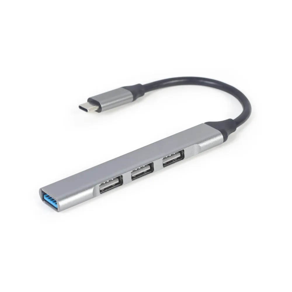 HUB Gembird USB-C do 4x USB UHB-CM-U3P1U2P3-02 - 1x USB 3.0, 3x USB 2.0, Srebrny