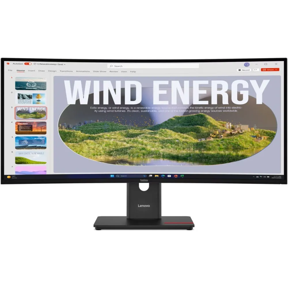 Monitor Lenovo ThinkVision T34WD-40 64AEGAT1EU, 34", 3440x1440 (UWQHD), 48Hz-120Hz, 21:9, zakrzywiony, VA, HDR, 4 ms, USB-C, Cza