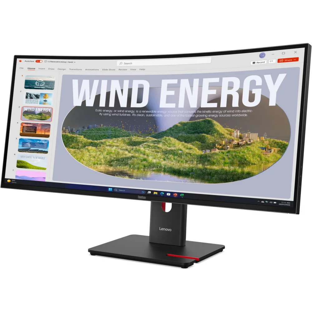 Zdjęcie produktu Monitor Lenovo ThinkVision T34WD-40 64AEGAT1EU - 34"/3440x1440 (UWQHD)/48Hz-120Hz/21:9/zakrzywiony/VA/HDR/4 ms/USB-C/Czarny