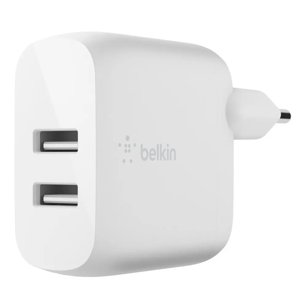 Ładowarka sieciowa Belkin Dual 12W USB-A WCB002VFWH - Biała | Sklep ITnes.pl - IT for BUSINESS