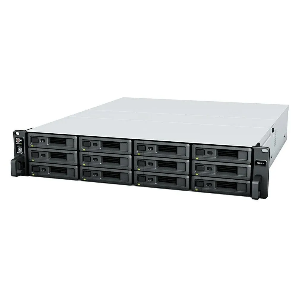 Serwer NAS Synology Rack Plus RS2421RPQN - Rack (2U)/AMD Ryzen V1500B/4 GB RAM/64 TB/12 wnęk/3 lata Carry-in