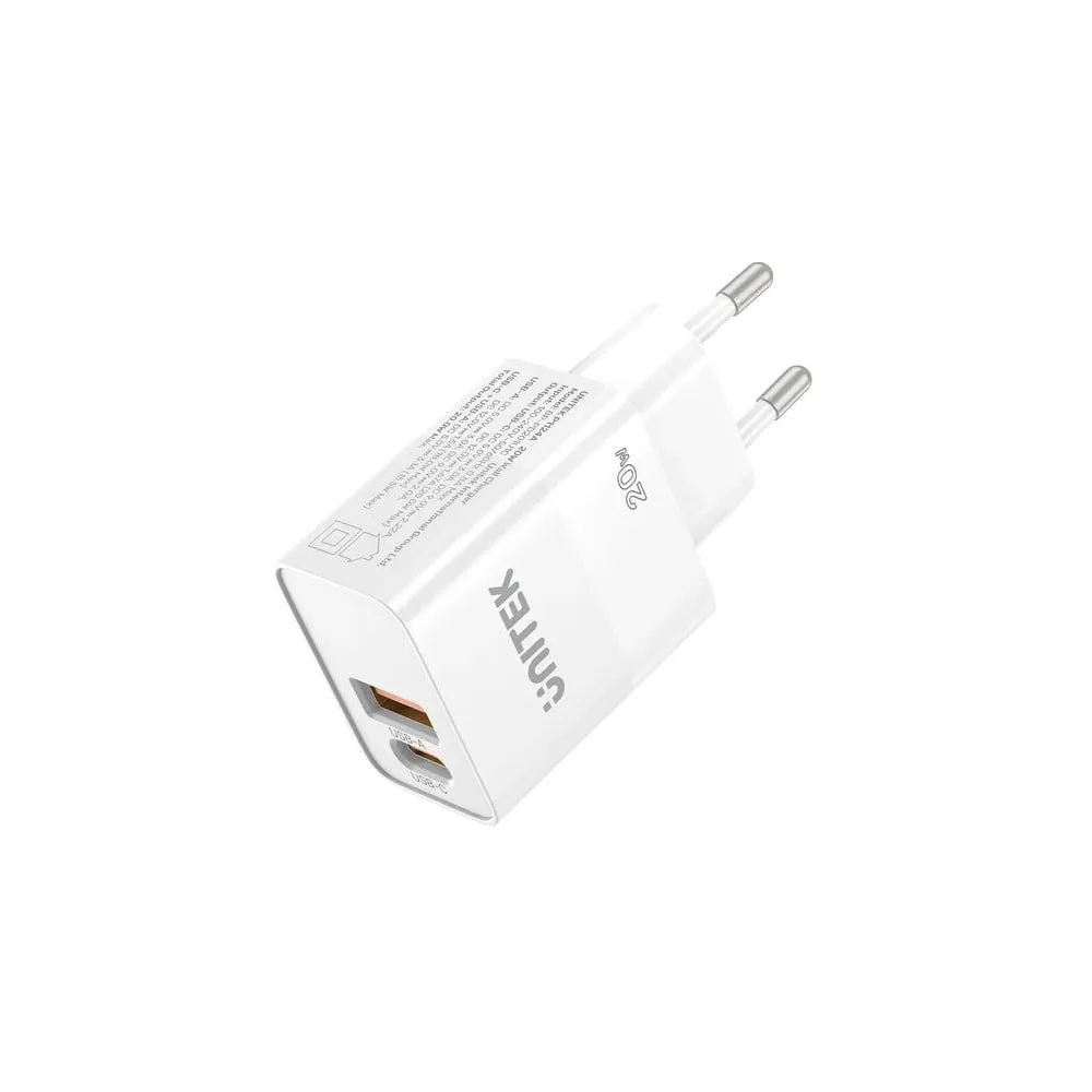 Ładowarka sieciowa Unitek USB-C 20W P1124AWH01-EU - 1x USB-A, 1x USB-C, PC 3.0, Biała