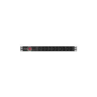 Listwa zasilająca Rack PDU Lanberg PDU-10I-0200-IEC-BK - 1U, 10 gniazd IEC C13, przewód 2m