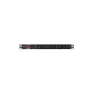Listwa zasilająca Rack PDU Lanberg PDU-10I-0200-IEC-BK - 1U, 10 gniazd IEC C13, przewód 2m