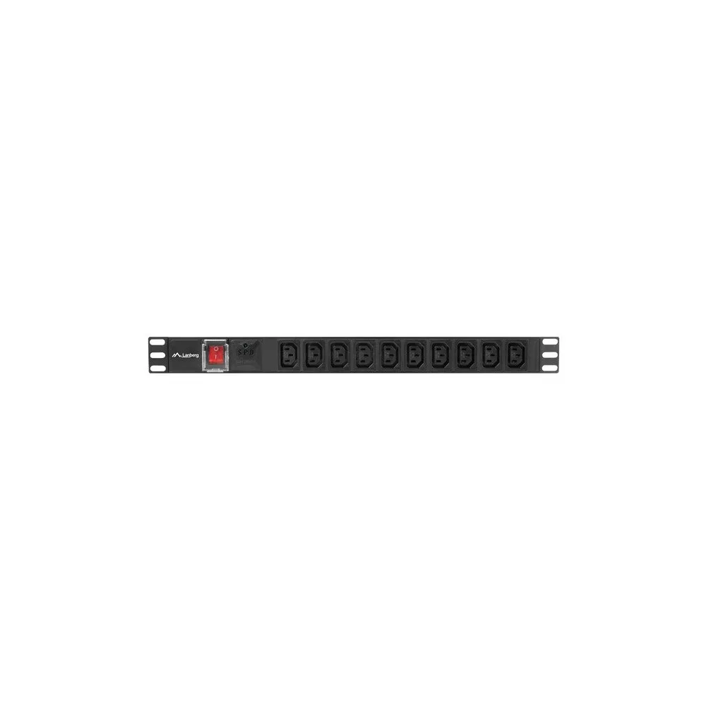 Listwa zasilająca Rack PDU Lanberg PDU-10I-0200-IEC-BK - 1U, 10 gniazd IEC C13, przewód 2m