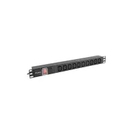 Listwa zasilająca Rack PDU Lanberg PDU-10I-0200-IEC-BK - 1U, 10 gniazd IEC C13, przewód 2m