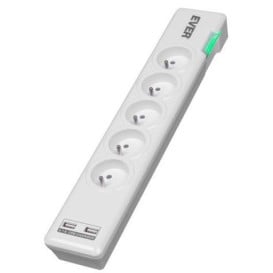 Listwa zasilająca antyprzepięciowa Ever Elite USB T/LZ11-ELI015/0000 - 5 gniazd, 1,5 m, Biała