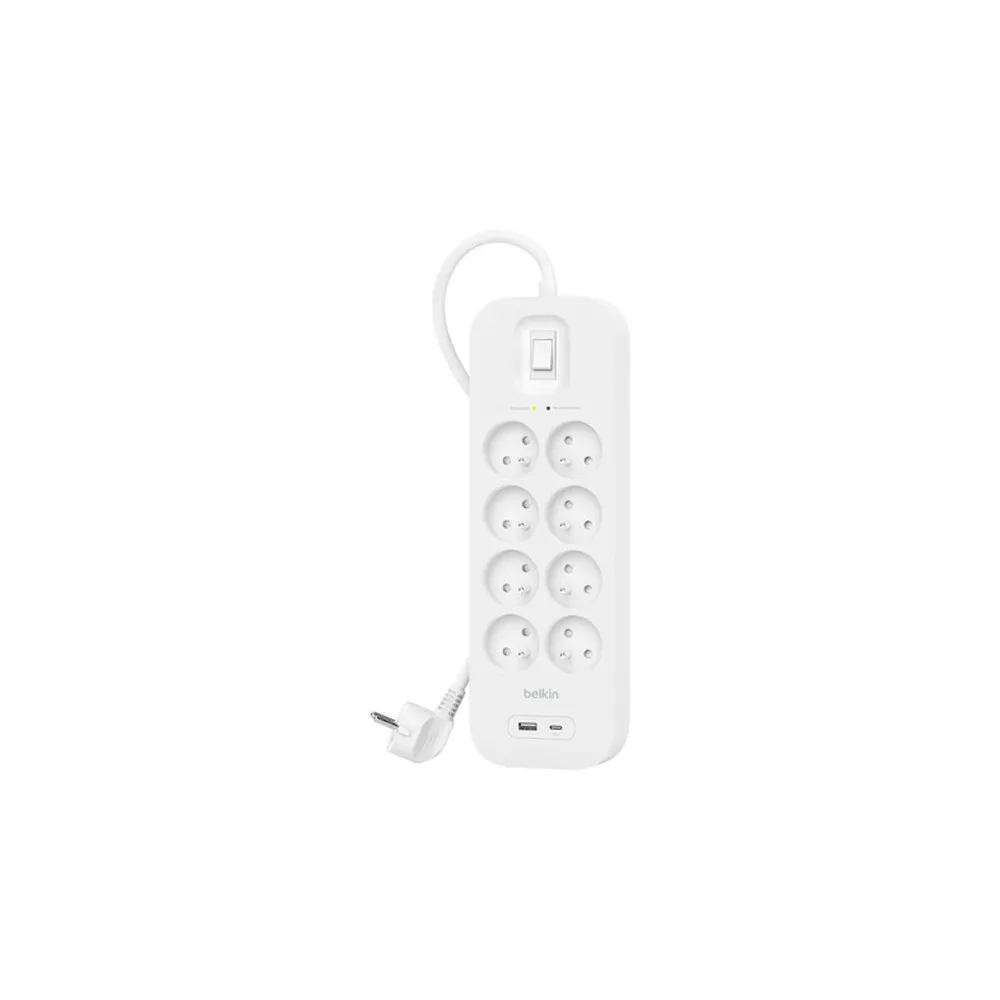Listwa antyprzepięciowa Belkin SurgePlus SRB003CA2M - 8 gniazd, USB-A, USB-C, 2 m