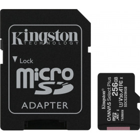 Karta pamięci Kingston microSD 256GB Canvas Select Plus 100/85MB/s + SD Adapter SDCS2/256GB - Czarna