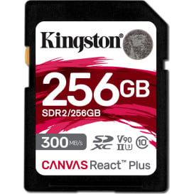 Karta pamięci Kingston SD 256GB Canvas React Plus 300/260 UHS-II U3 SDR2/256GB - Czarna