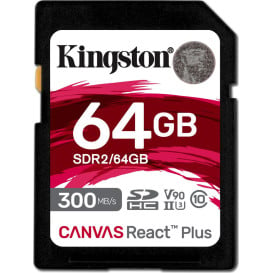 Karta pamięci Kingston SD 64GB Canvas React Plus 300/260 UHS-II U3 SDR2/64GB - Czarna