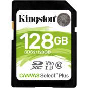 Karta pamięci Kingston Kingston Canvas Select Plus SDXC 128 GB Class 10 UHS-I/U3 V30 SDS2/128GB - Czarna