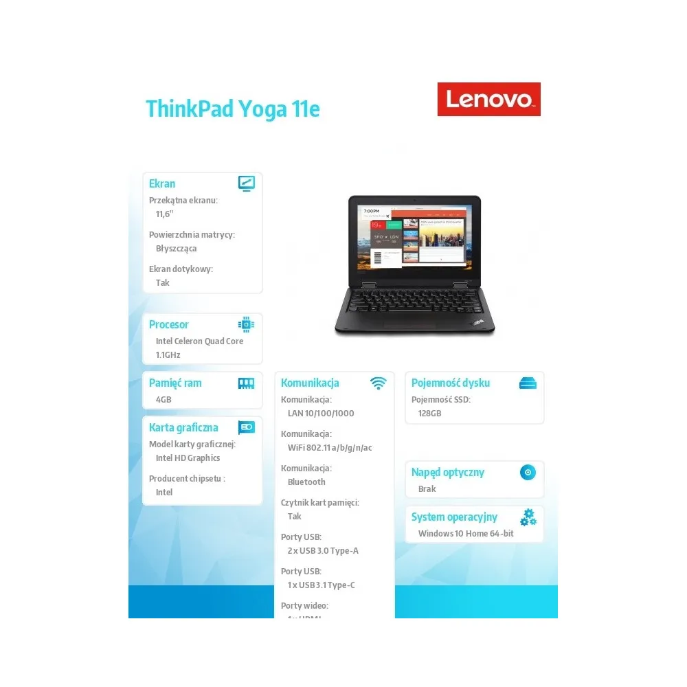 Lenovo ThinkPad 11e Yoga Gen 5 20LM0000PB - zdjęcie