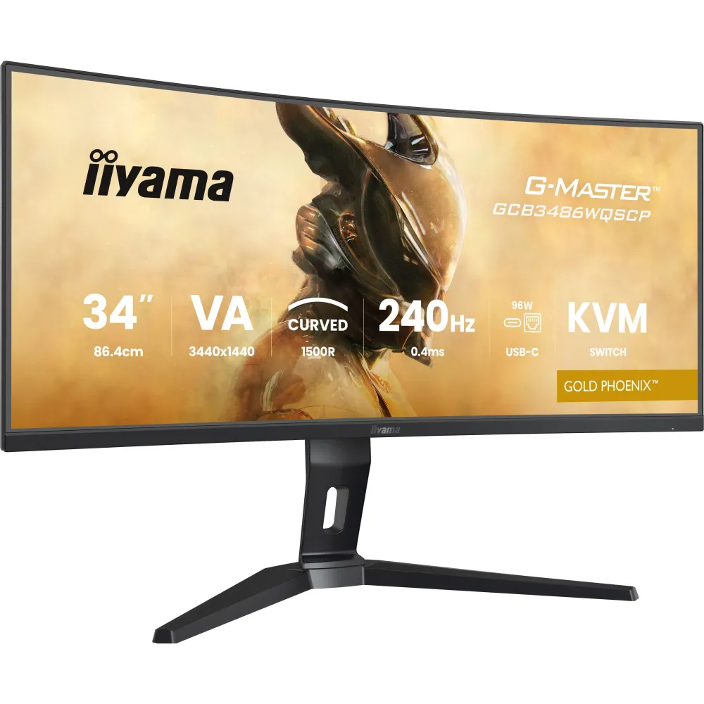 Zdjęcie produktu Monitor iiyama G-MASTER GCB3486WQSCP-B1 - 34"/3440x1440 (UWQHD)/240Hz/21:9/zakrzywiony/VA/FreeSync/HDR/0,4 ms/USB-C/Czarny